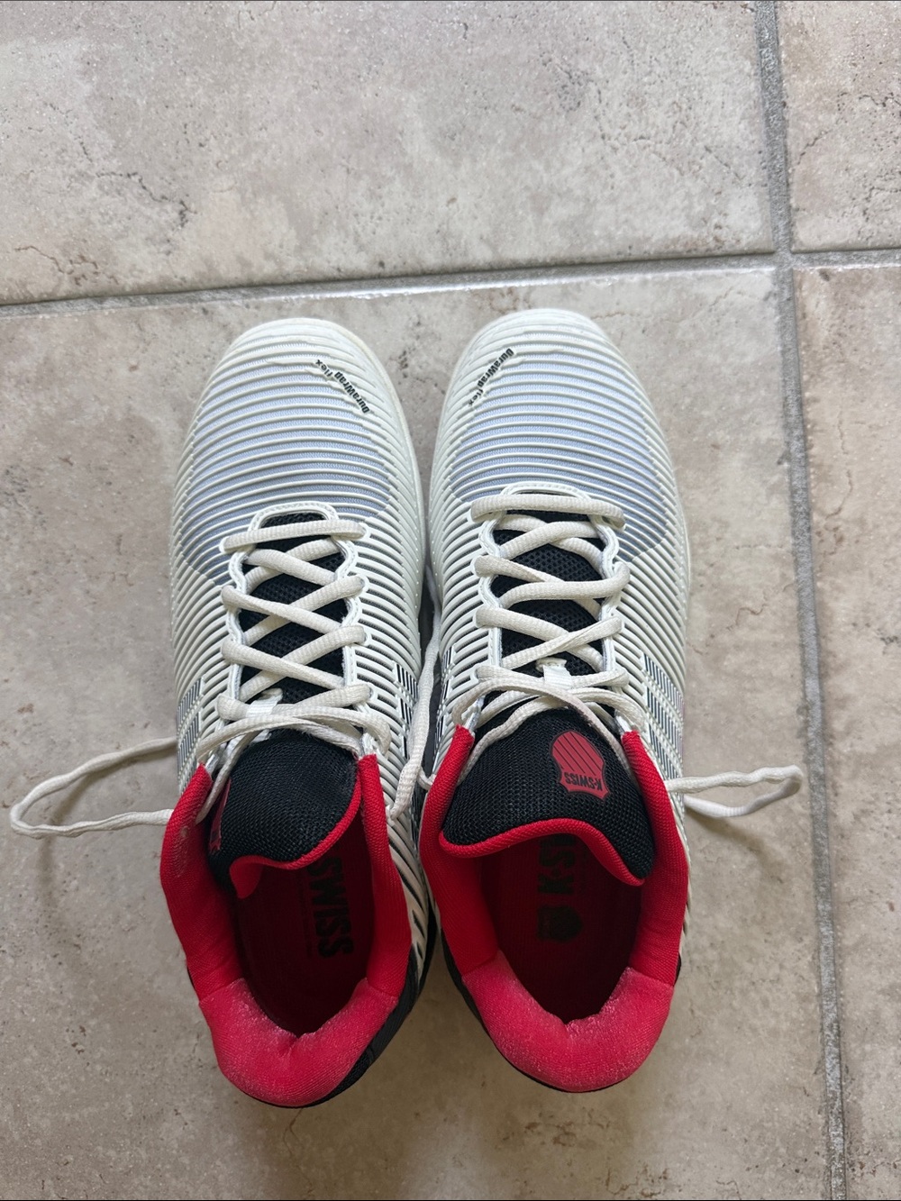 K-Swiss Men's Athletic Shoes 10.5 wide White with Red Accents